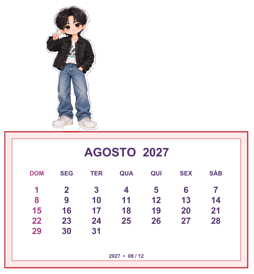 Calendário K-pop de agosto de 2027
