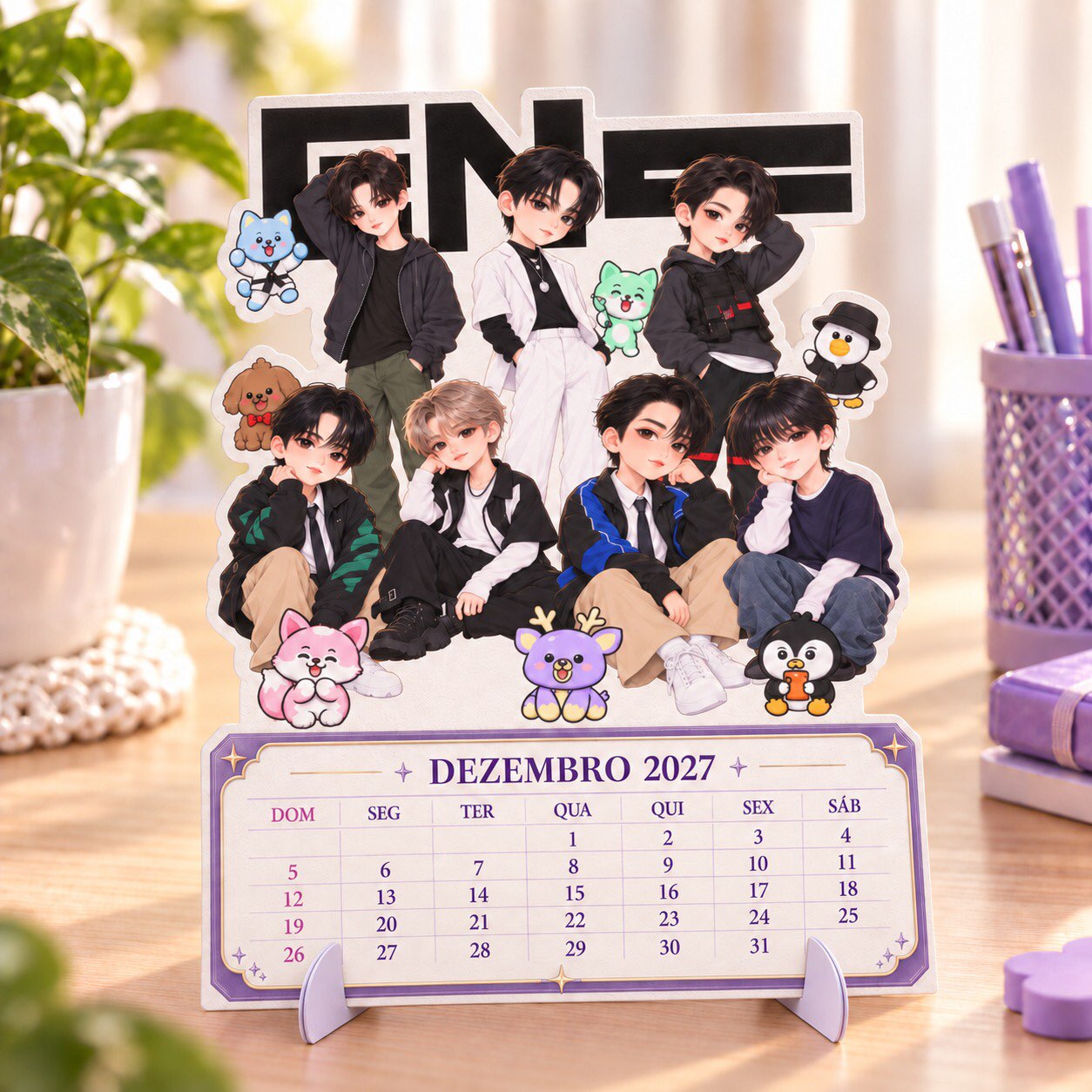 Calendário ENHYPEN K-pop 2027 com os integrantes do grupo